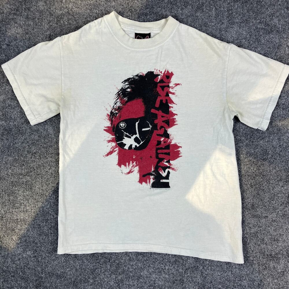 Rise Against Band‎ T-Shirt Mens Size S White Graphic Tee Punk Rock Tour Merch